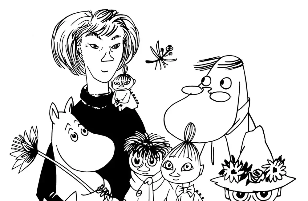 图苇·杨松与她笔下的姆明家族角色（插画）
