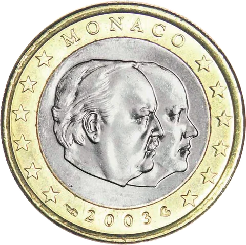 第一版 · 2001–2005 · 1 欧元 兰尼埃三世与王储阿尔贝二世