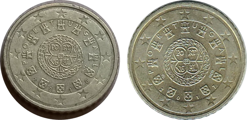 50 欧分年号:左 2002–2016,右 2017 至今